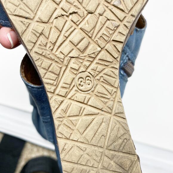 Miz Mooz Denim Blue Leather Open Toe Wedge Ankle Booties Women's EU Size 36 - Picture 9 of 10